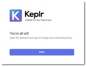 Keplr Account Complete