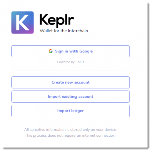 Keplr New Wallet Account